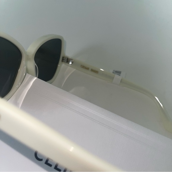 New Authentic CELINE Ivory With Smoke Mirror 56mm Mirrored Butterfly Sunglasses - Picture 9 of 16
